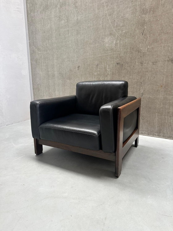Fauteuils Knoll Bastiano en cuir noir et noyer Afra & Tobia – Gavina, Wood, Leather (photo 6 of 11)
