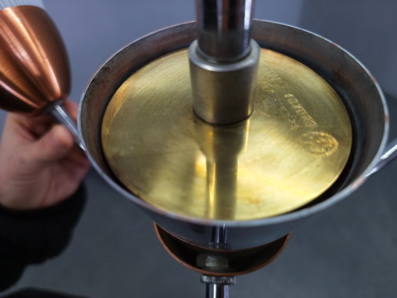 Image 1 of Mid-Century Pendant Light, Copper and Chrome, Czechoslovakia, 1970s