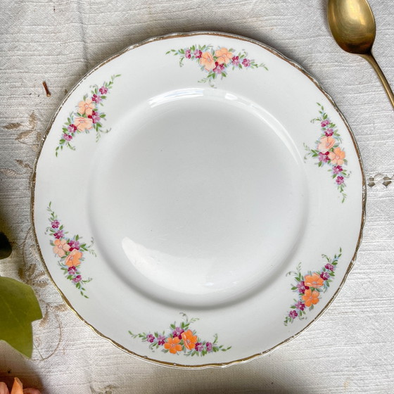 6 kleine vintage Moulin des Loups oranje bloemenborden – Servies, Porcelain (photo 9 of 11)