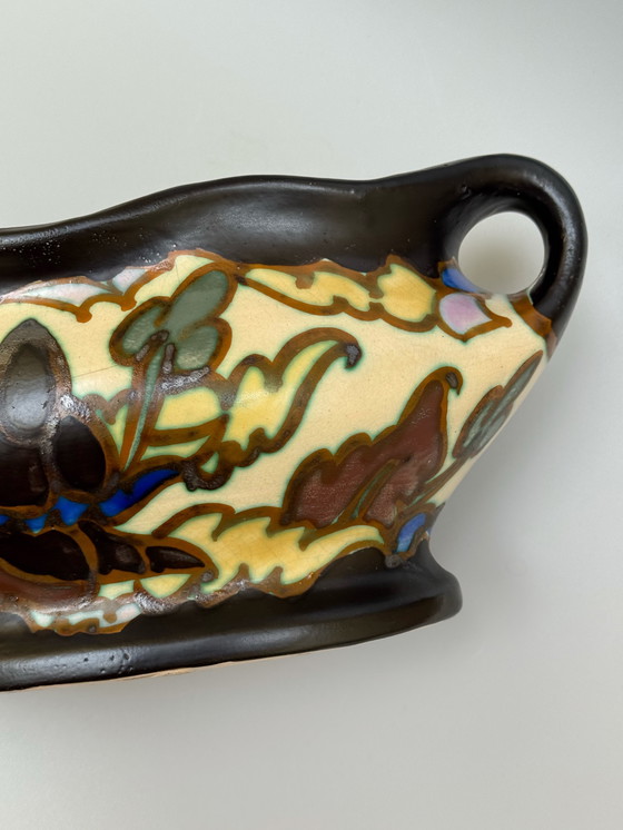 Image 1 of  Art Deco Hand-Painted Jardinière by C.M. Bergen, Belgium (c. 1920s–1930s) 
