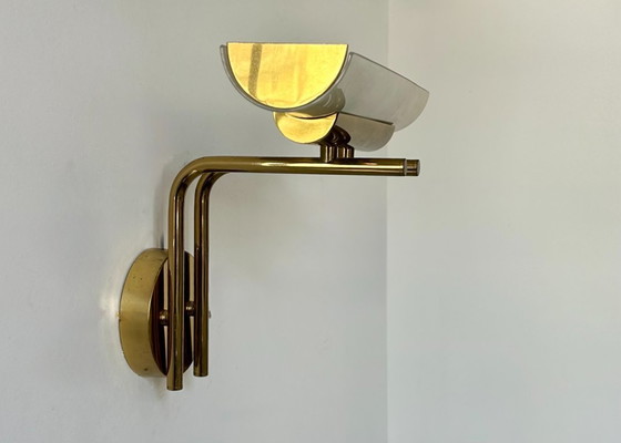 Image 1 of Lampada da parete in ottone e vetro sabbiato, Francia, 1970