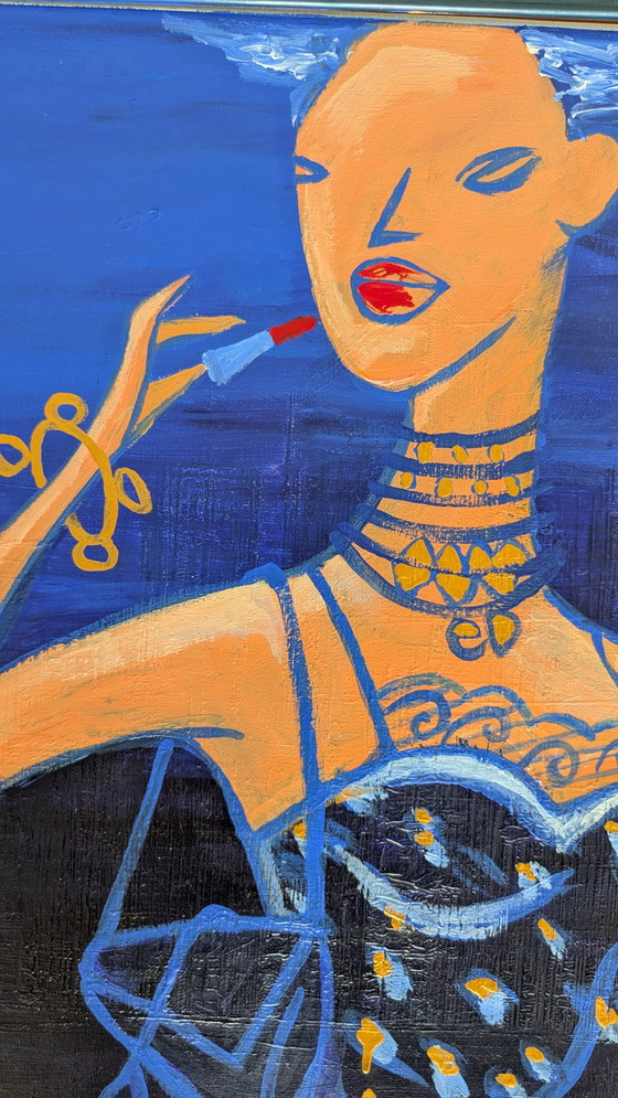 Image 1 of Originalgemälde von Els Zwols „Frau mit Lippenstift“ (2002)