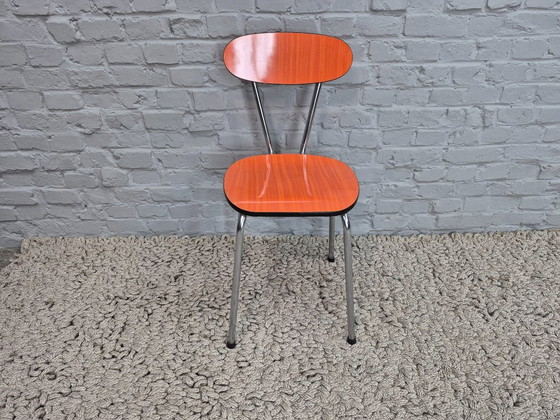 Set di 3 Sedie da Cucina Design Vintage di Brabantia, Formica Arancione Striata, Paesi Bassi, anni '60 (photo 4 of 7)