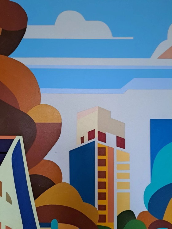 Image 1 of Quadro astratto colorato "Home Sweet Home" - acrilico su MDF di Franklin van Dam (95x95 cm)