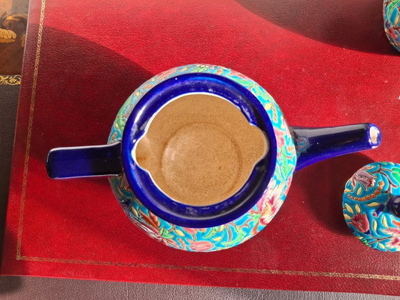 Image 1 of Juego de té esmaltado cloisonné de Longwy