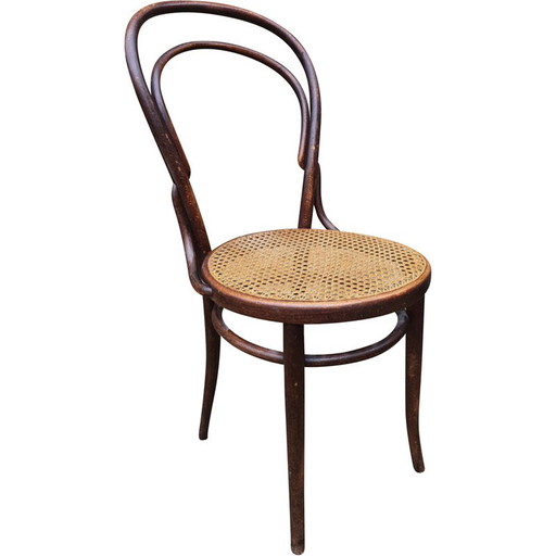 Sedia vintage in legno curvato e canna di Michael Thonet, 1904