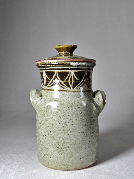 Handcrafted Vintage Decorated Stoneware Pot