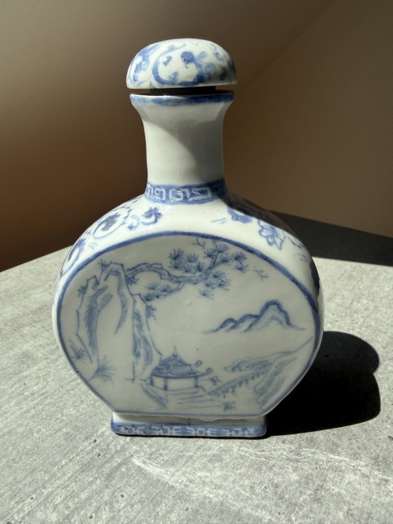 Chinese Porcelain Vase Blue White Reticulated Miniature Set 5 Lidded Bottle (photo 10 of 14)