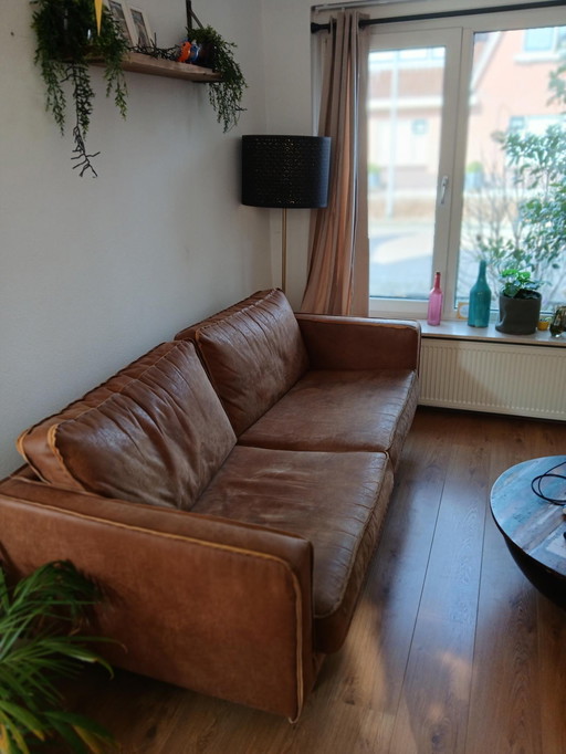 Rodeo Cognac Canapé 2,5 places en éco-cuir BePureHome