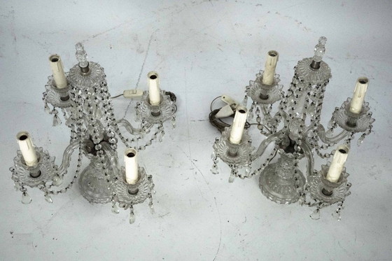 Image 1 of Maria Theresa Crystal Candelabra Table Lamps. Set of two. Italy 1940s