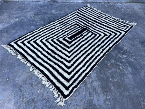 Image 1 of Tapis marocain écru à motifs géométriques 200cmx100cm 