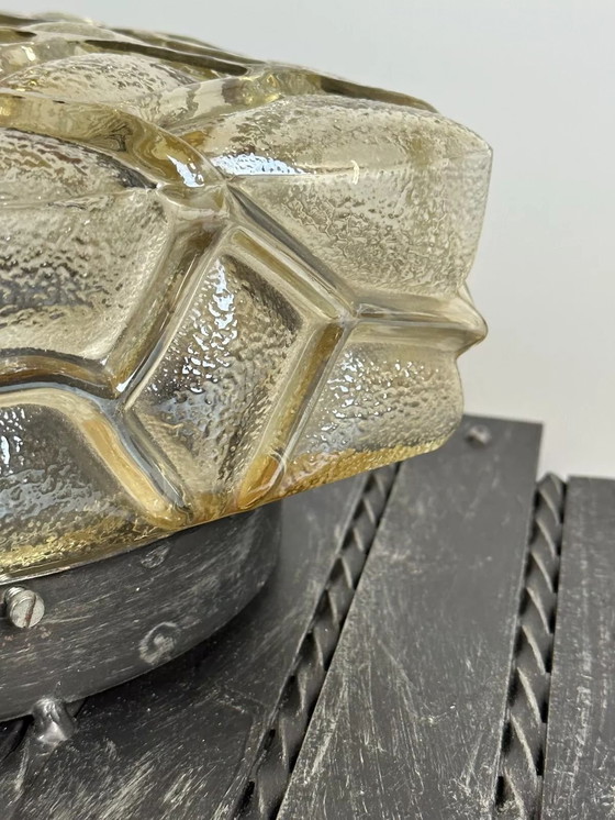 Image 1 of 60s 70s Brutalist Applique murale fer & verre Wall Lamp 60s 70s