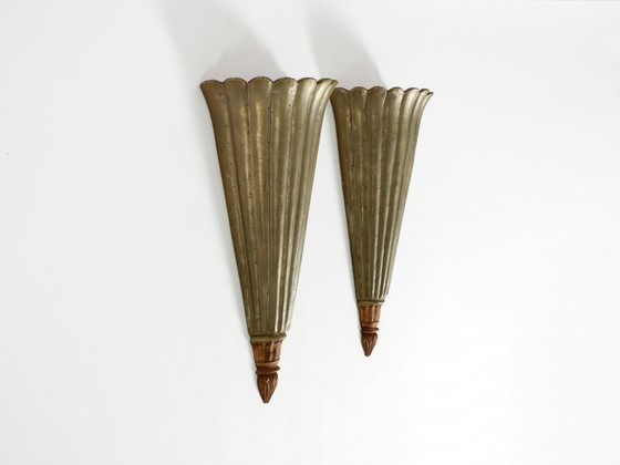 Two Large, Rare 1950s Wall Lamps Made of Wood With Aluminum Cladding – Wall lights (photo 4 of 20)