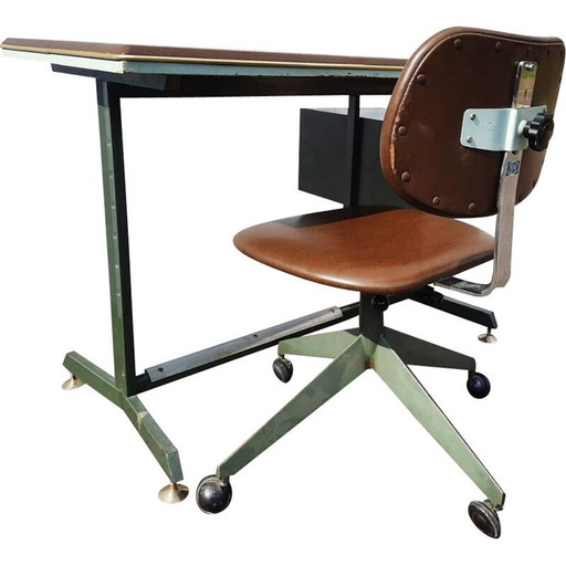 Ensemble bureau et chaise vintage, italien, années 1950