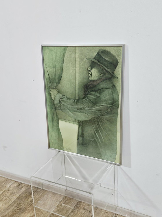 Bruno Bruni, Hinter dem Vorhang, 1979, Litografia, Incorniciato – Litografie e stampe (photo 6 of 16)