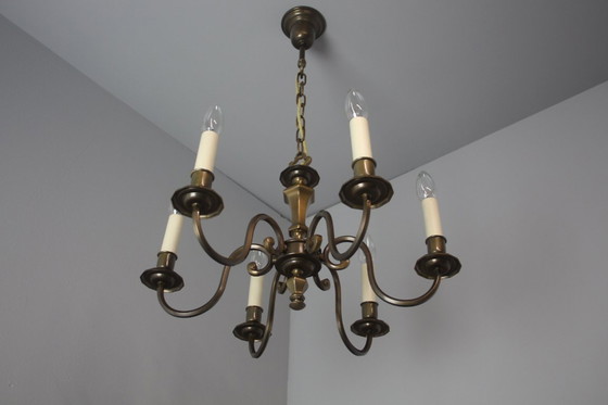 Image 1 of Vintage kroonluchter met zes armen, jaren 1970.
