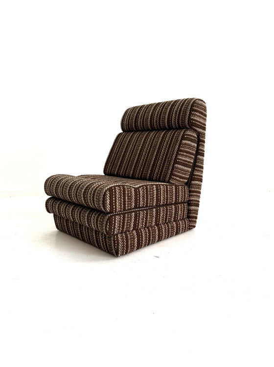 Fauteuil-lit réglable vintage, années 1980 – Wood, Textile (photo 5 of 13)