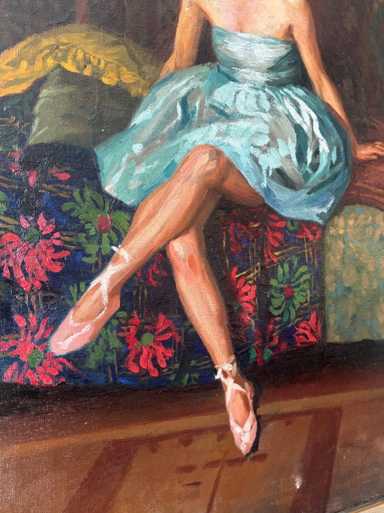 Oil on Canvas Ballerina Portrait, Neapolitan School, 1940s – Paintings & Drawings (photo 8 of 13)
