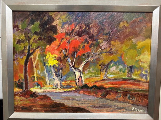 Olieverfschilderij Saapnse kunstenaar F. Ferrer