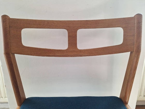 Image 1 of Paar dänische Eichen-Esszimmerstühle mit petrolblauen Bezügen, 1960er Jahre