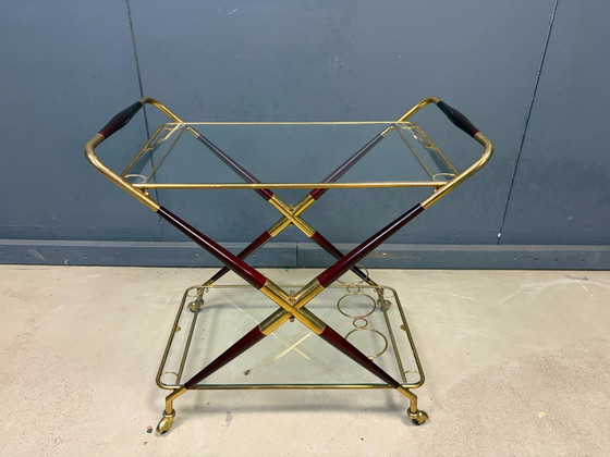 Carrello di servizio italiano vintage di Cesare Lacca, anni '50 – Carrelli bar, Glass, Wood (photo 3 of 11)