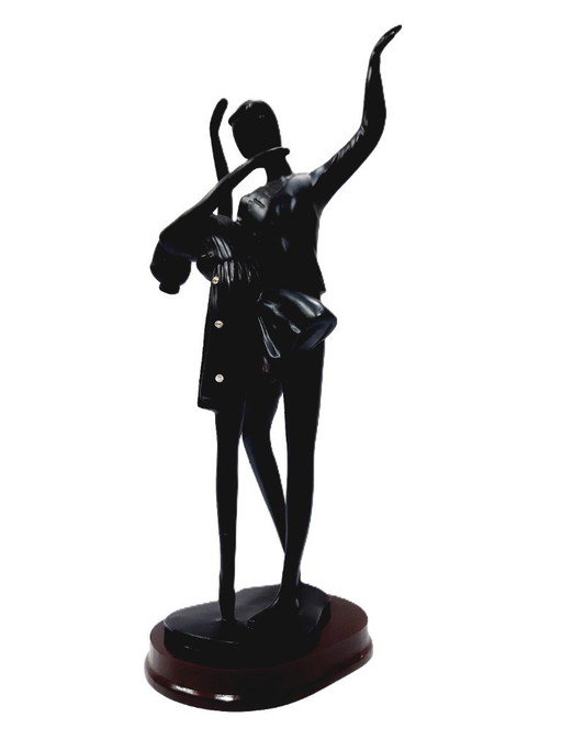 Couple dansant, rythme, statuette de table en polyrésine