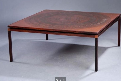 Rosewood Coffee Table with Copper Top, Denmark