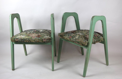 Set di sgabelli vintage verdi a forma di fiore