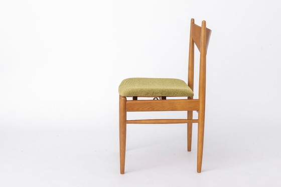 Image 1 of Set of 5 Vintage Dining Chairs, 1960s Germany, Wenzel, Beech Wood, Mid Century Modern, Green Upholstery