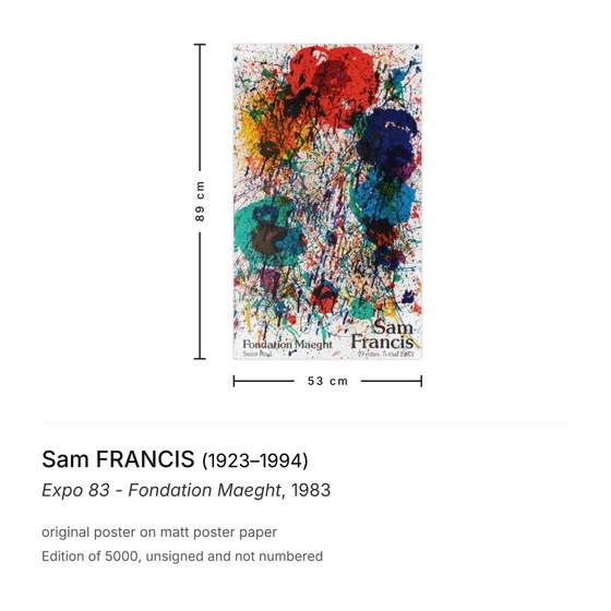 Sam Francis Poster Expo 83 - Fondation Maeght – Paper (photo 3 of 5)
