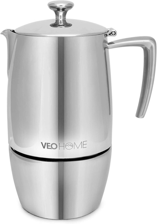VeoHome Cafetière Italienne inox - Cafetière Moka Induction, Gaz, Céramique Style Expresso (500 mL)