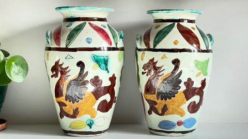 Vintage Italy VASES DRAGON Pattern