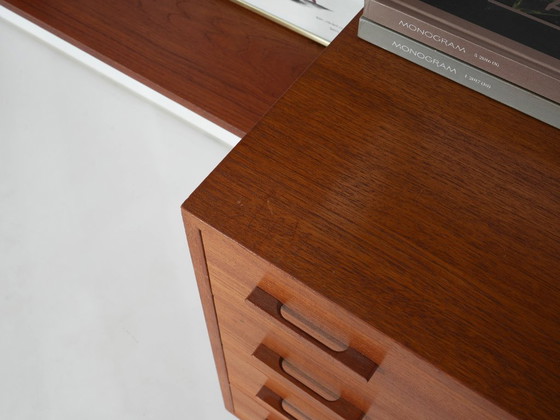 Modular shelving by Kai Kristiansen, teak veneer with black wall rails, Denmark, 1960s – Wall cabinet, Wood (photo 21 of 31)