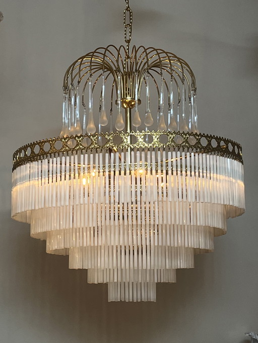 Vintage xl rods opaline Teardrop chandelier