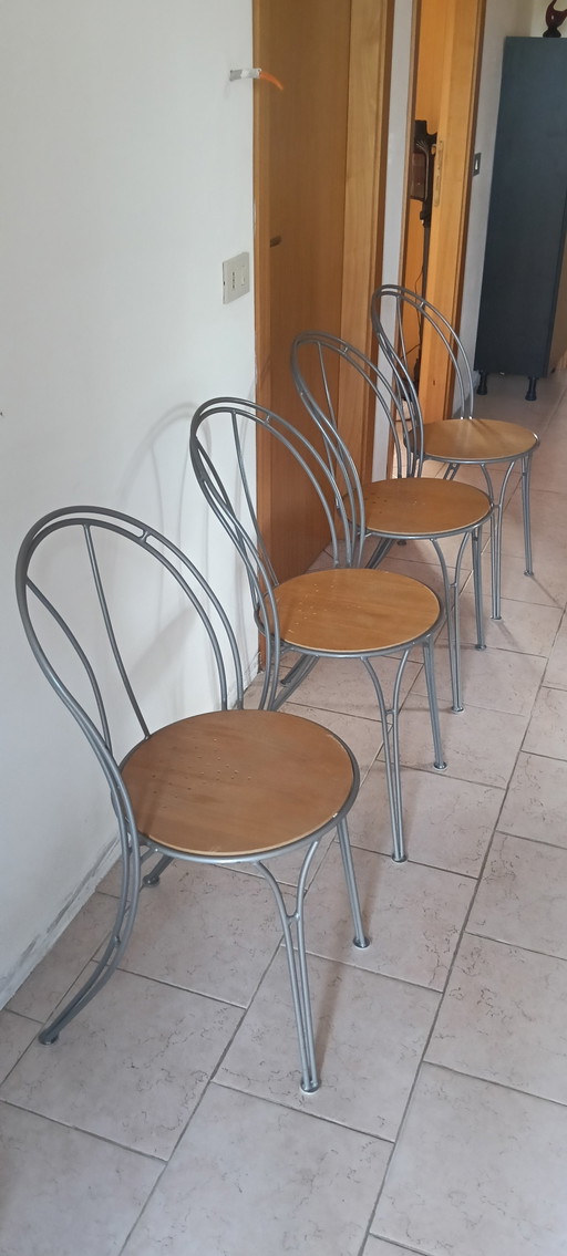 Set 4 Sedie Vintage IKEA Pajala – Anni '90 Metallo e Legno