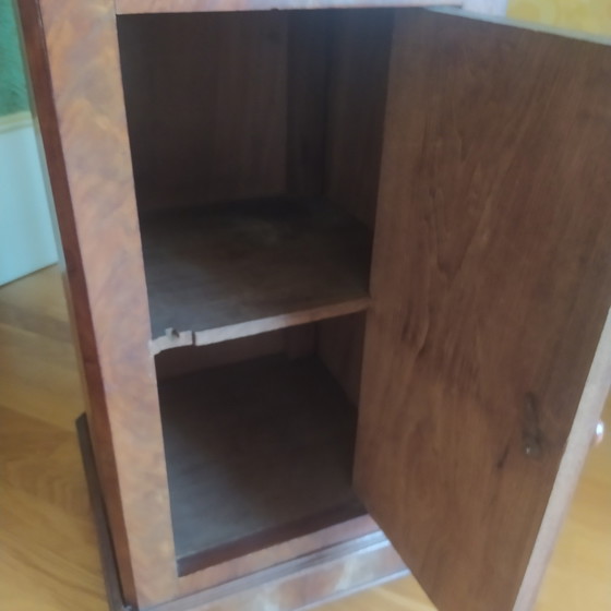 Antique washstand chest of drawers and matching nightstand walnut veneer – Glass, Marble (photo 6 of 8)