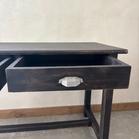 Image 1 of Black table with 2 drawers