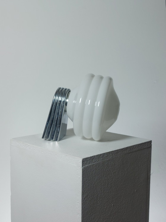 Image 1 of Vintage Wandlampe Milchglas Chrom Art Deco 