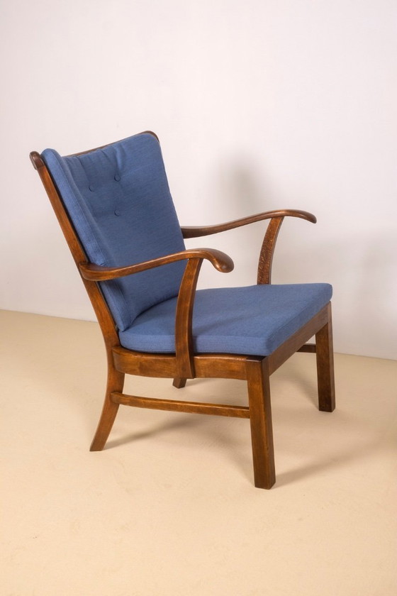 Image 1 of Loungestoelen uit de jaren 40 van Tyge Hvass, model 1628 voor Fritz Hansen, Denemarken