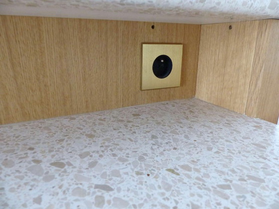 Image 1 of Moderne Bar aus massiver Eiche und doppelter Terrazzo-Arbeitsplatte – Einzigartiges Stück