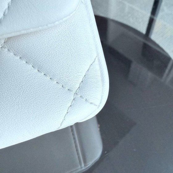 Image 1 of Chanel Classic Flap Mini Square - 17CM Quilted Lambskin White Gold Hardware Microchip
