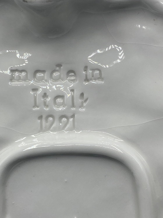 Grand plat en faïence italienne – Décor de vigne et de raisins en relief – Fabriqué en Italie – Vaisselle (photo 5 of 7)