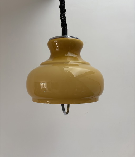 Opaline glass Italian 1960s pendant lamp