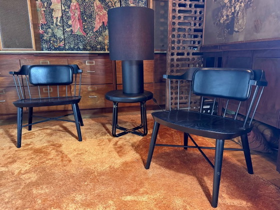 Image 1 of Stellar Works Exchange Lounge Chair set 2x zwart eiken