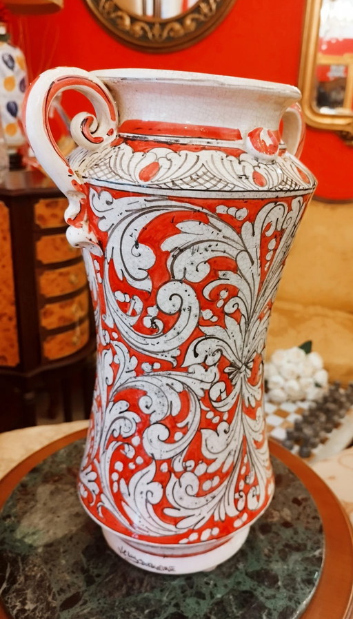 Vase aus Caltagirone-Majolika-Keramik
