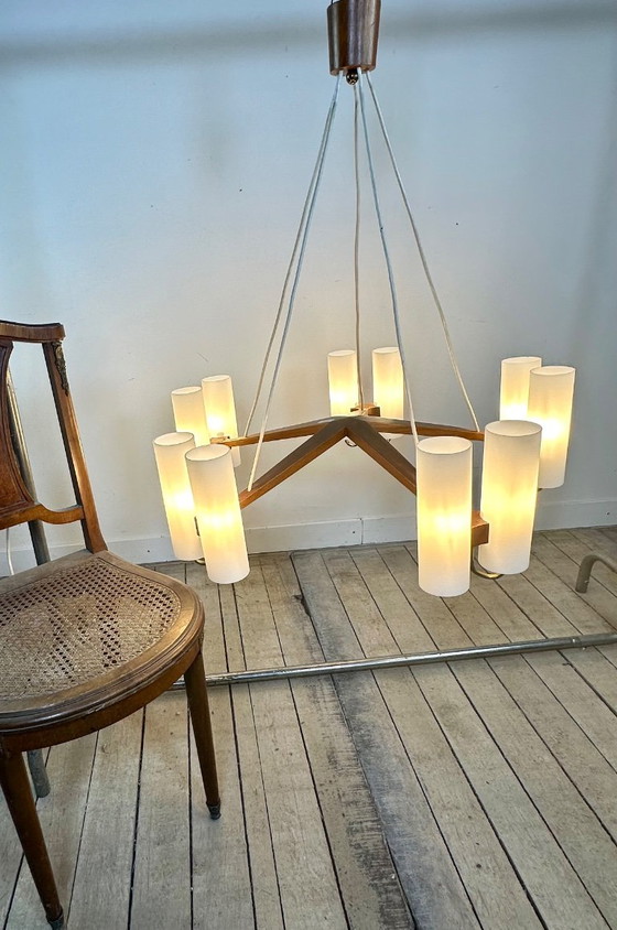 Lampadario Scandinavo Östen Kristiansson Per Luxus Svezia – 10 Luci – Anni '60 – Wood (photo 6 of 15)