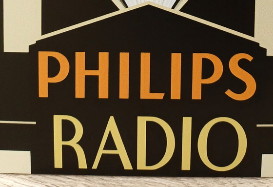 Image 1 of Insegna decorativa in metallo in stile Art Déco per radio Philips
