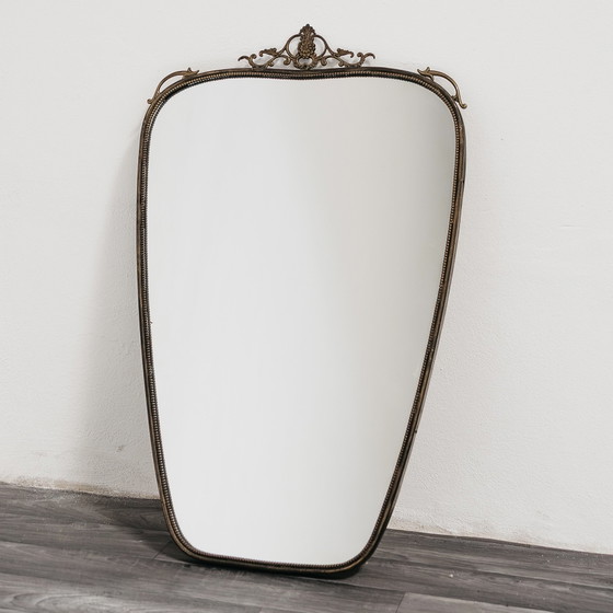 Image 1 of Mid-Century Brass Mirror 1950s Design Vintage Mirror Brass