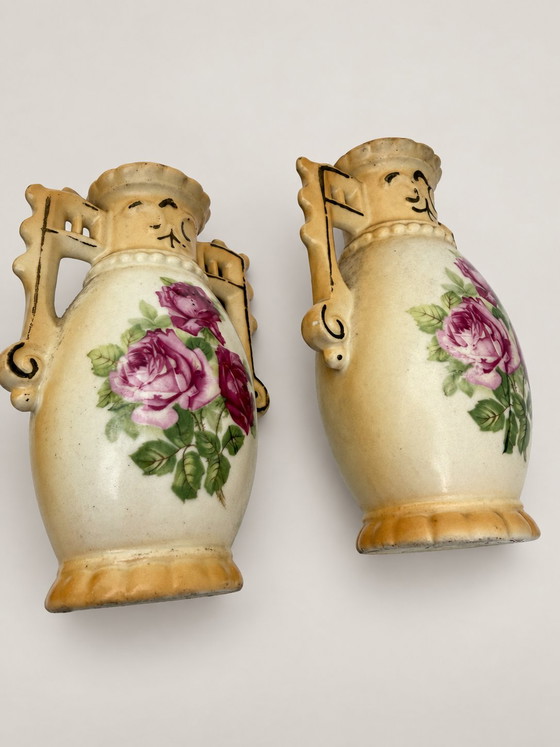 Antique 4-piece mantel Vases set Czecho-Slovakia – Art Nouveau ca. 1920 – "Made in Czecho-Slovakia", Porcelain (photo 9 of 9)