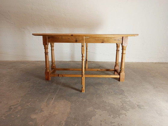 Image 1 of Vintage pine gateleg drop leaf dining table 